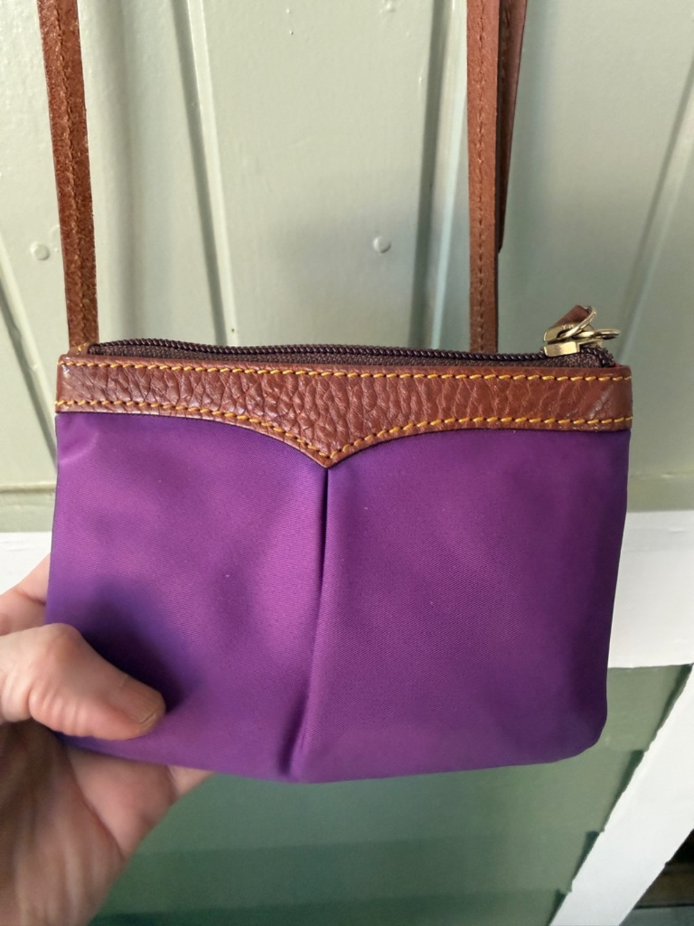 🦆DOONEY & BOURKE Wayfarer Triple Zip Crossbody Purple Nylon Bag & Coin Purse Set - Picture 7 of 14